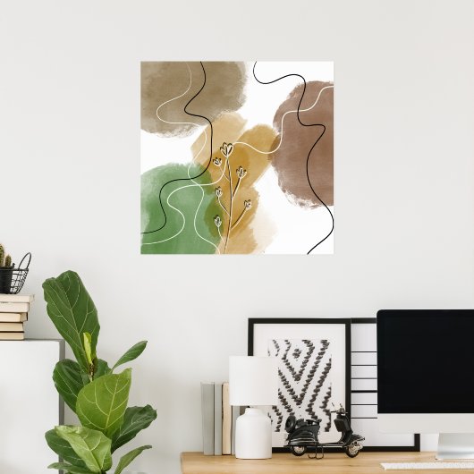 Botanischer Abtract Earth Tone Poster (Heimbüro)