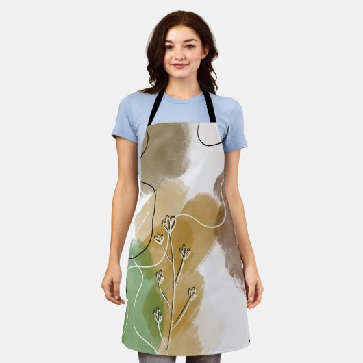Botanischer Abtract Earth Tone Schürze (Getragen)