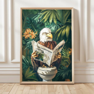 Botanischer Adler auf Toiletten Druck, Lustiger Ba Poster