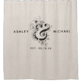 Botanischer Amperand Neuvermählter Name Datum Duschvorhang (Vorderseite)