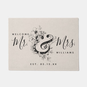 Botanischer Ampersand neu verheiratet Herrn & Mrs. Fußmatte