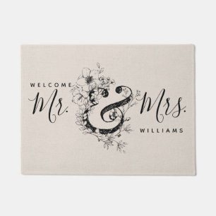 Botanischer Ampersand neu verheiratet Herrn & Mrs. Fußmatte