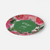 Botanischer Anemone Grüne Hochzeit der Wasserfarbe Pappteller (Schrägansicht)