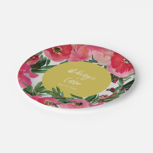 Botanischer Anemone-Hochzeit Pappteller (Schrägansicht)