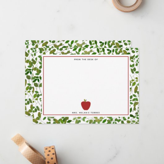 Botanischer Apple-Lehrer Mitteilungskarte (Vorderseite/Rückseite Beispiel)