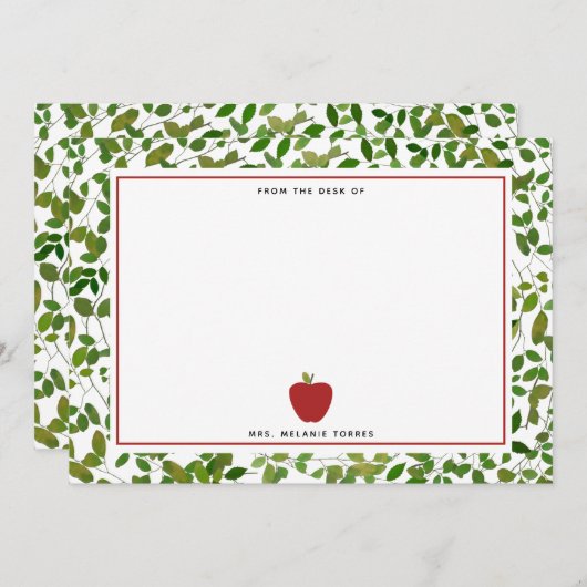 Botanischer Apple-Lehrer Mitteilungskarte (Vorne/Hinten)