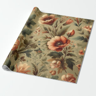 Botanischer Aquarell Elegante Herbstblumen Geschenkpapier