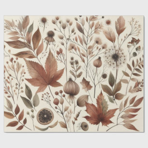 Botanischer Aquarell Elegante Herbstblumen Geschenkpapier