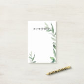 Botanischer Aquarell-Ölzweig-Monogrammname Post-it Klebezettel (Auf Schreibtisch)