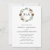 Botanischer Aquarellkranz Einladung (Vorderseite)