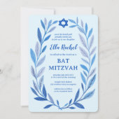 Botanischer Aquarellstern von David Bar Bat Mitzva Einladung (Vorderseite)