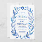 Botanischer Aquarellstern von David Bar Bat Mitzva Einladung (Vorderseite)