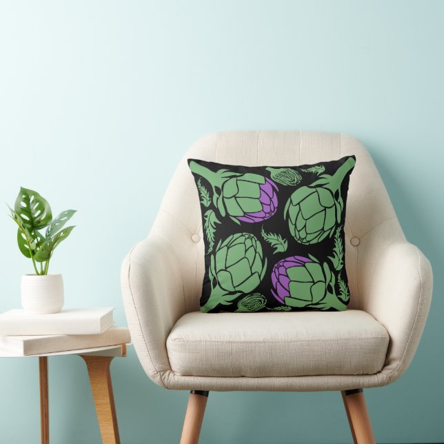 Botanischer Artischocken-Kunst-Wanddekor Kissen (Stuhl )