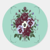 Botanischer Aufkleber Lila Rosenstrauß (Vorderseite)