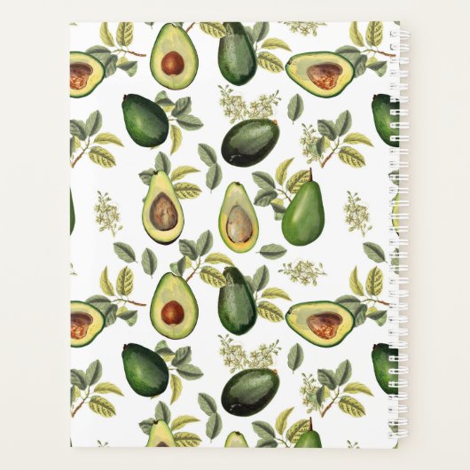 Botanischer Avocado Aquarellfarbe Monatlich Planer (Rückseite)
