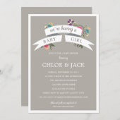 BOTANISCHER BANNER| BABY SHOWING INVITATION EINLADUNG (Vorne/Hinten)