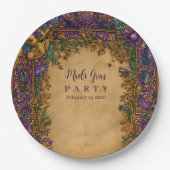 Botanischer Barock Mardi Gras Maskenball Pappteller (Vorderseite)