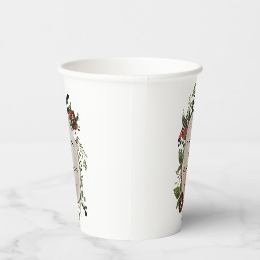 Botanischer Bauernhof rustikale Holzschnitzel Hoch Pappbecher (Rechts)