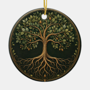 Botanischer Baum, Baum des Lebens, Keramik-Ornamen Keramik Ornament
