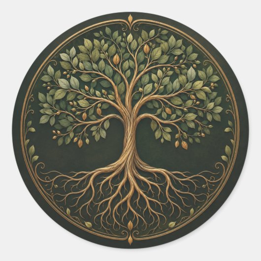 Botanischer Baum, Baum des Lebens, Rund Sticker (Vorderseite)