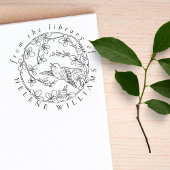 Botanischer Bird Elegante Script Library Bücher Gummistempel
