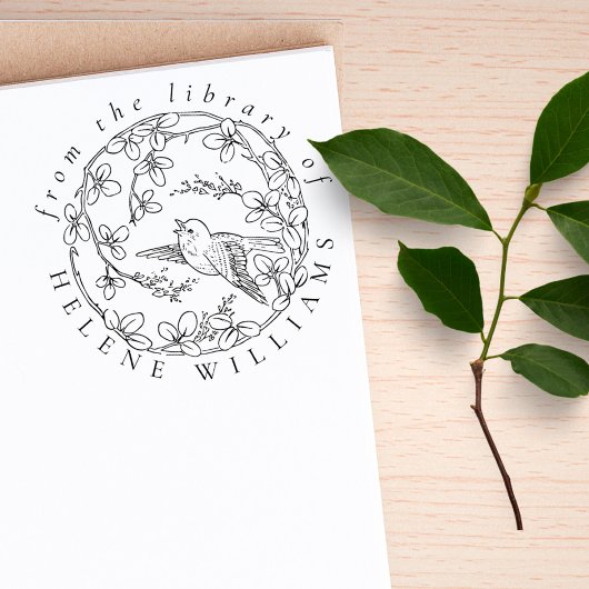 Botanischer Bird Elegante Script Library Bücher Gummistempel