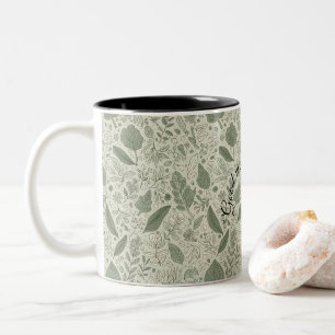 Botanischer Blattdruck-Kaffeebecher Minimalistis Zweifarbige Tasse