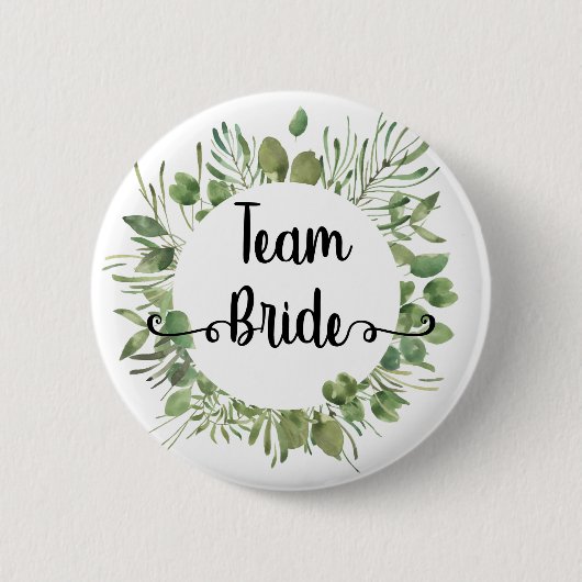 Botanischer Blattkranz der Team Bride Button (Vorderseite)
