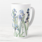 Botanischer Blauer Iris Blume Redoute Latte Tasse (Rechte Ecke)