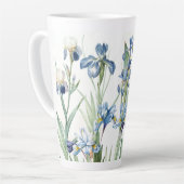 Botanischer Blauer Iris Blume Redoute Latte Tasse (Linke Ecke)