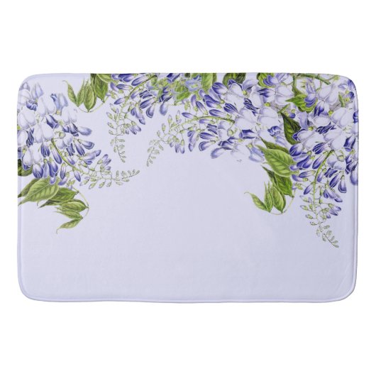 Botanischer blauer Wisteria-BlumenBlumen-Bad-Matte Badematte (Vorderseite)