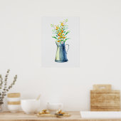 Botanischer Blaugelber Jug Poster (Küche)