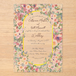 Botanischer Bloom Akryllische Hochzeitseinladung Acryleinladungen