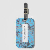 Botanischer Blue Chinoiserie Custom Luggage Tag Gepäckanhänger (Vorderseite Vertikal)