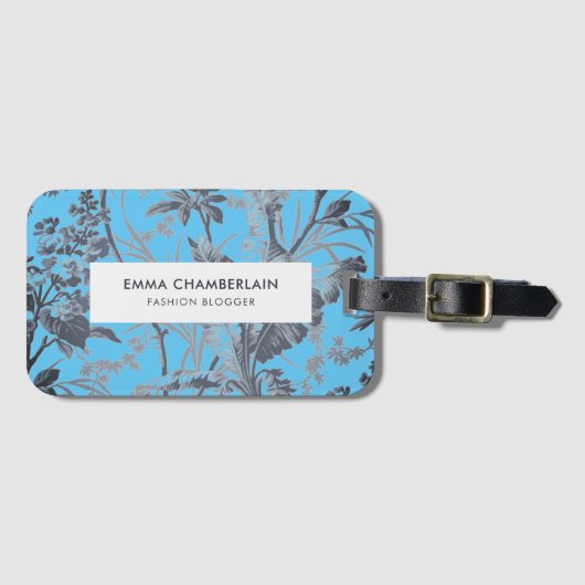 Botanischer Blue Chinoiserie Custom Luggage Tag Gepäckanhänger (Vorderseite (Horizontal))