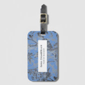 Botanischer Blue Chinoiserie Custom Luggage Tag Gepäckanhänger (Vorderseite Vertikal)