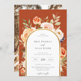 Botanischer Blumenarschrahmen im Herbst Einladung