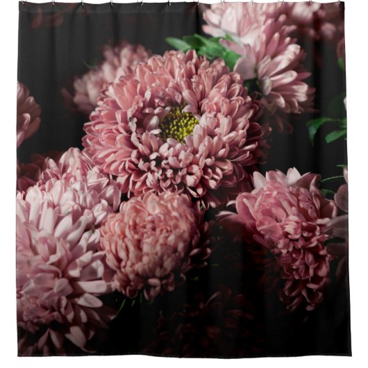 Botanischer Blumenbanner mit dunklem Moody oder Hi Duschvorhang (Vorderseite)