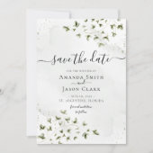 Botanischer Blumenblätterturm rustikal mit Foto Save The Date (Vorderseite)