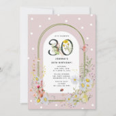 Botanischer Blumenbogen, 30. Geburtstag Party Einladung (Vorderseite)