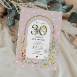 Botanischer Blumenbogen, 30. Geburtstag Party Einladung<br><div class="desc">Cutsie botanische 30. Geburtstag Party Einladung. Das Design zeichnet sich durch einen staubigen rosa Hintergrund aus,  der mit weißen Polka-Punkten verziert ist,  einen gerahmten Bogen mit Aquarellfrühlings-/Sommerfloralen und hübschen Wildtieren. Die bearbeitbare Vorlage lässt sich einfach mit Ihren eigenen Ereignisdetails anpassen.</div>