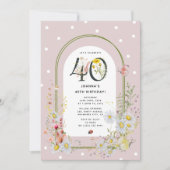 Botanischer Blumenbogen, 40. Geburtstag Party Einladung (Vorderseite)
