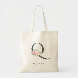 Botanischer Blumenbrief Q Monogramm Tragetasche