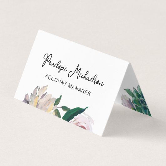 Botanischer Blumencode mit Hübschem Script und QR- Visitenkarten (Vorderseite)