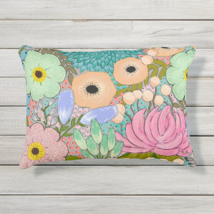 Botanischer Blumendruck Außenpolster Kissen Für Draußen