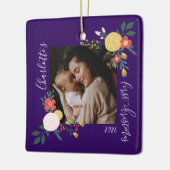 Botanischer Blumengarten Elegantes Foto Lila Keramikornament (Links)