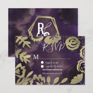 Botanischer Blumengarten Rose Gold Lila Hochzeit Einladung