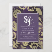 Botanischer Blumengarten Rose Gold Lila Hochzeit Einladung (Vorderseite)