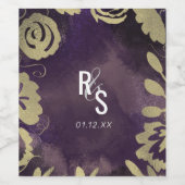 Botanischer Blumengarten Rose Gold Lila Hochzeit Weinetikett (Einzelnes Label)