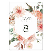 Botanischer Blumengarten Wasserfarben Hexagon Hoch Tischnummer (Rückseite)